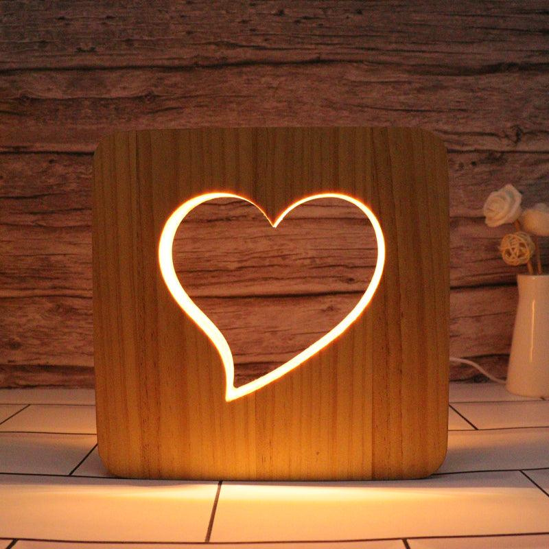 LED Heart Hallow Carving Lamp with 3D Warm Light And elegant Design-3D Optical Lamp