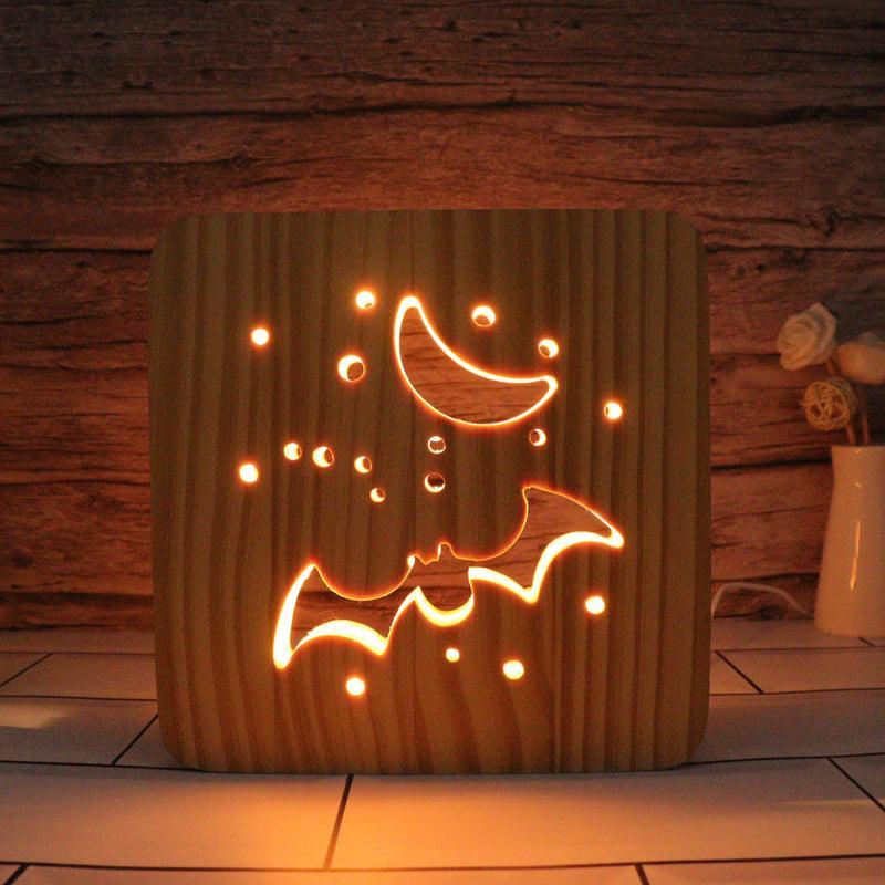 Bat At Night Hallow Carving Lamp - 3D Optical Lamp