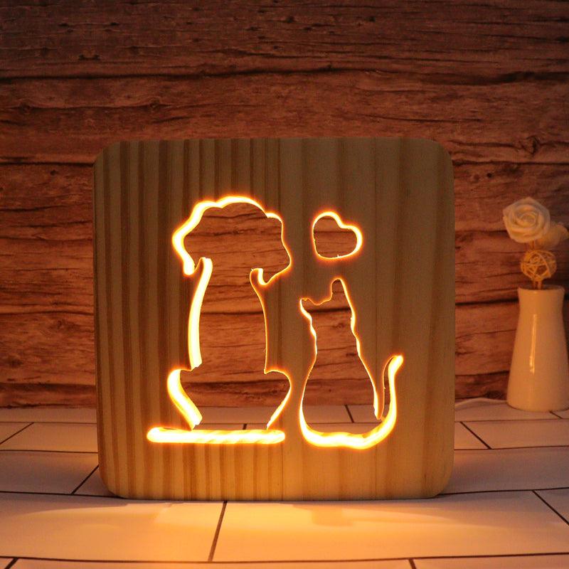 Dog & Cat Hallow Carving Lamp - 3D Optical Lamp