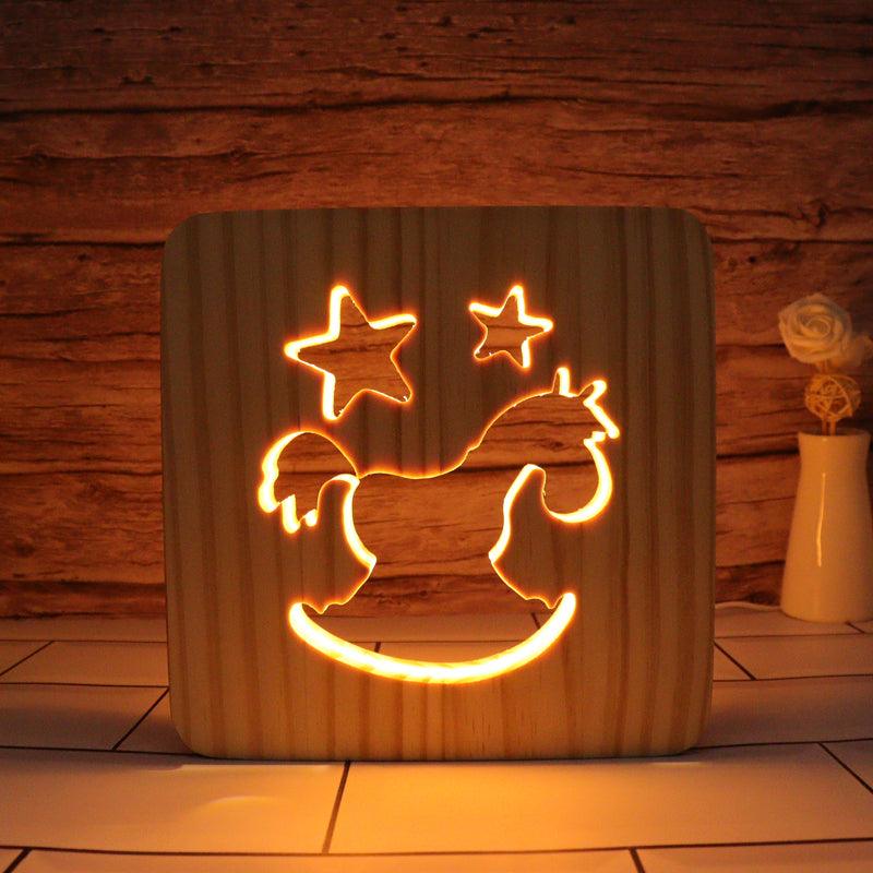 Rocking Horse Hallow Carving Lamp with 3D Illusion-3D Optical Lamp