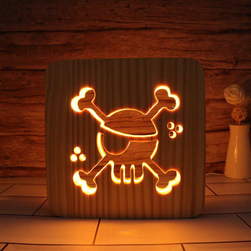 Skull Hallow Carving Lamp 3D Optical Illusion Light with Warm LED-3D Optical Lamp