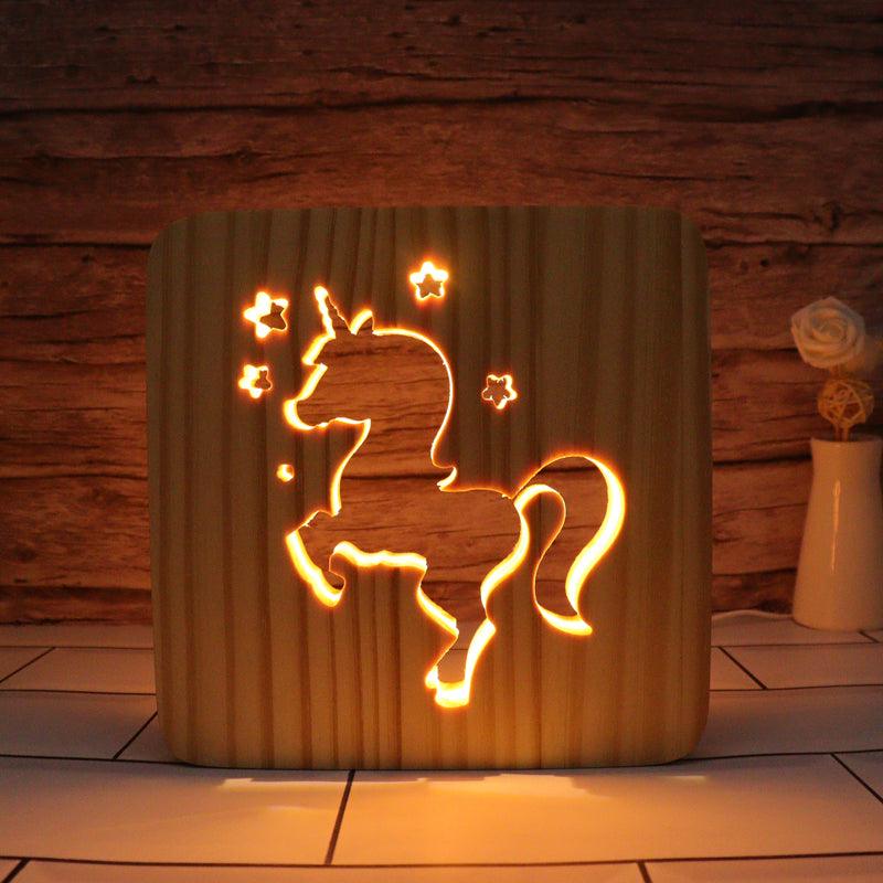 Unicorn Hallow Carving Lamp with 3D Optical Illusion-3D Optical Lamp