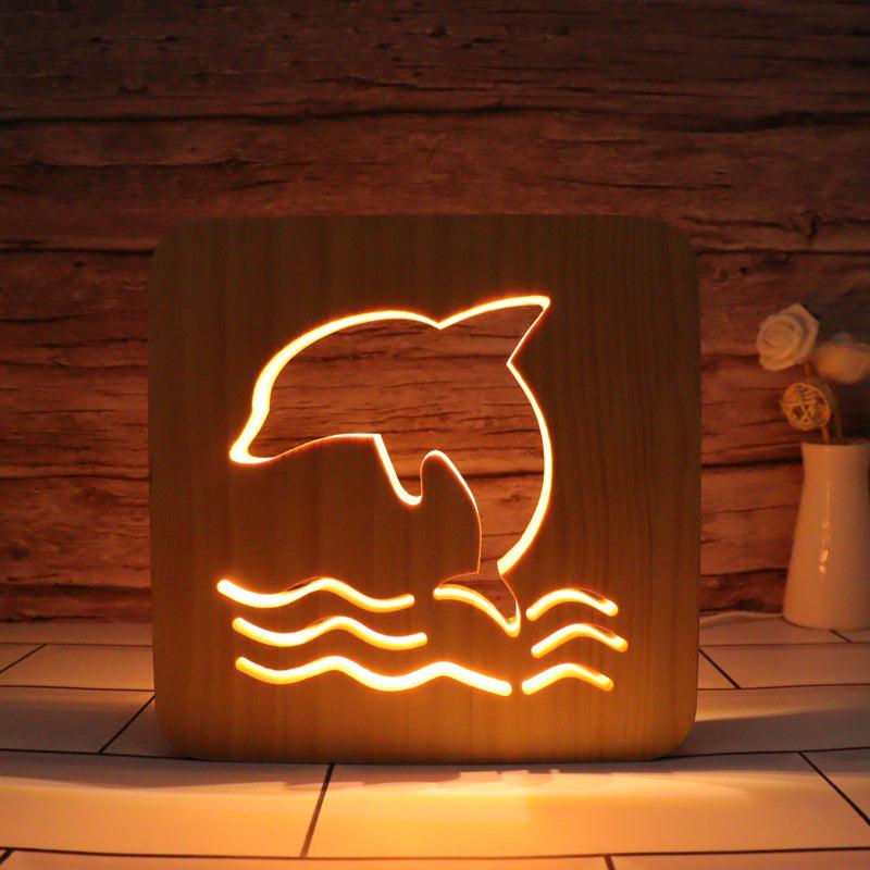 Dolphin Hallow Carving Lamp - 3D Optical Lamp
