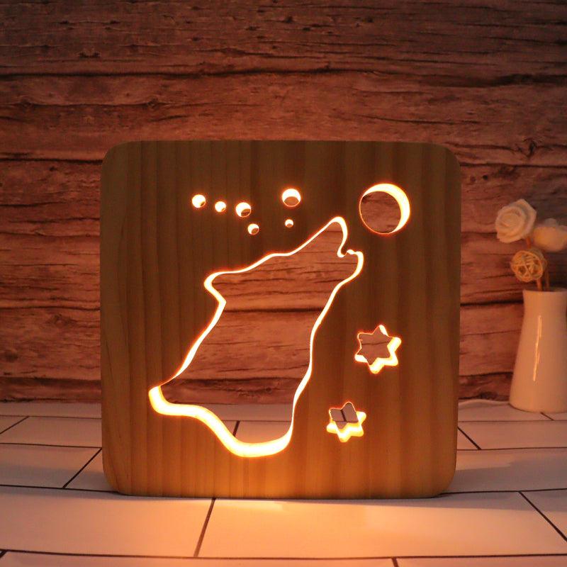 Wolf Hallow Carving Lamp and its captivating 3D light illusion display-3D Optical Lamp