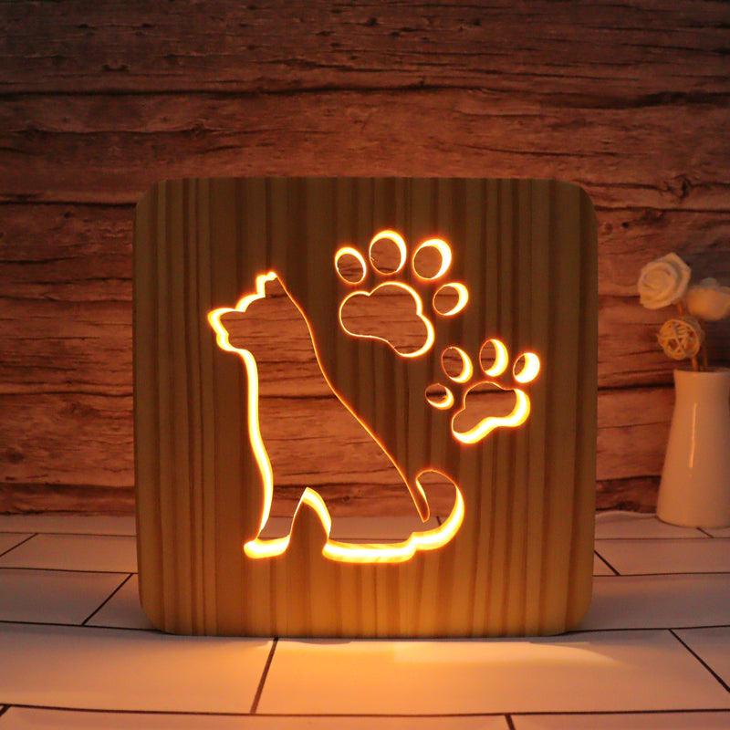 Dog Bone Hallow Carving Lamp features 3D illusion design-3D Optical Lamp