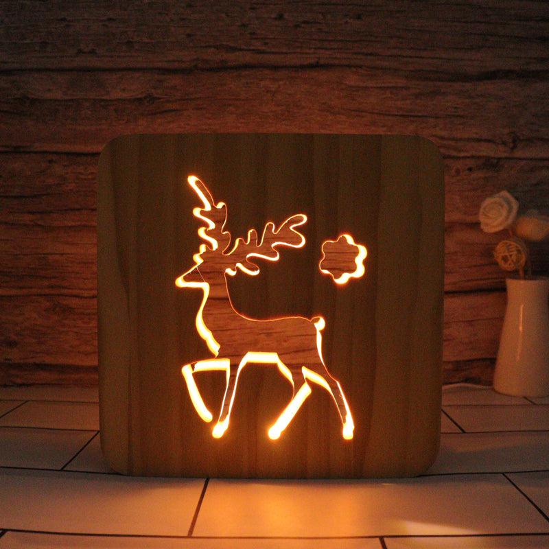 Reindeer In Snow Hallow Carving Lamp and its stunning 3D illusion-3D Optical Lamp