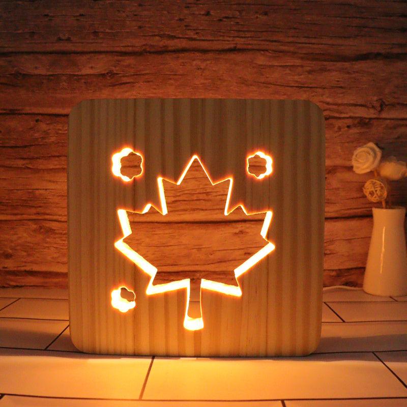 Maple Leaf Hallow Carving Lamp - 3D Optical Lamp