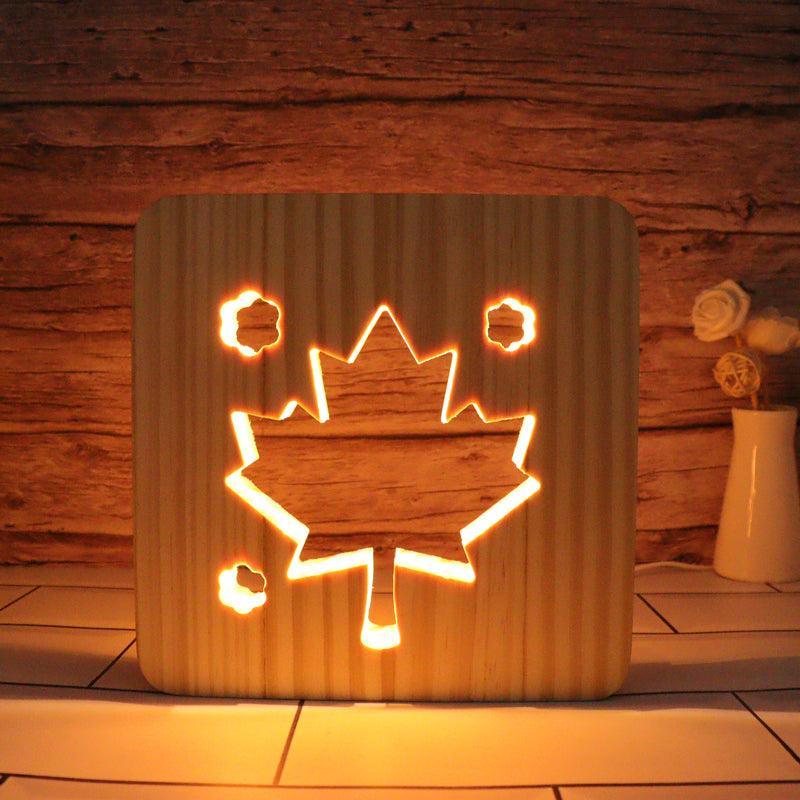 Maple Leaf Hallow Carving Lamp - 3D Optical Lamp