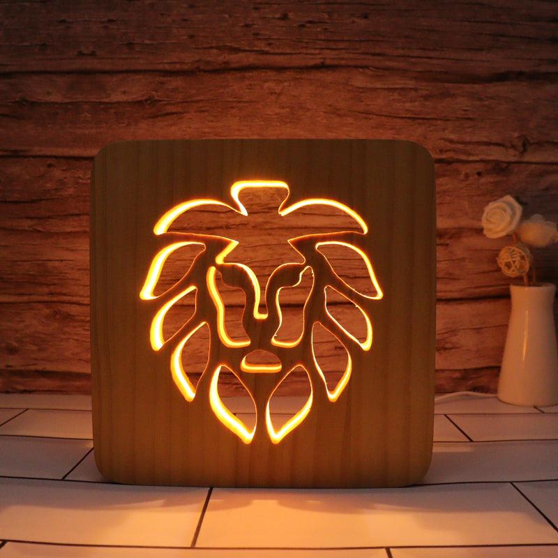 Enticing Lion Hallow Carving Lamp For Home Decor And Parties-3D Optical Lamp