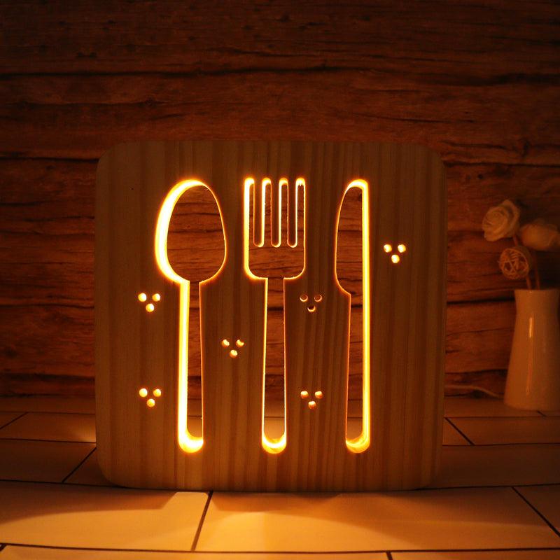 Kitchen Themed Hallow Carving Lamp For Kitchen-3D Optical Lamp