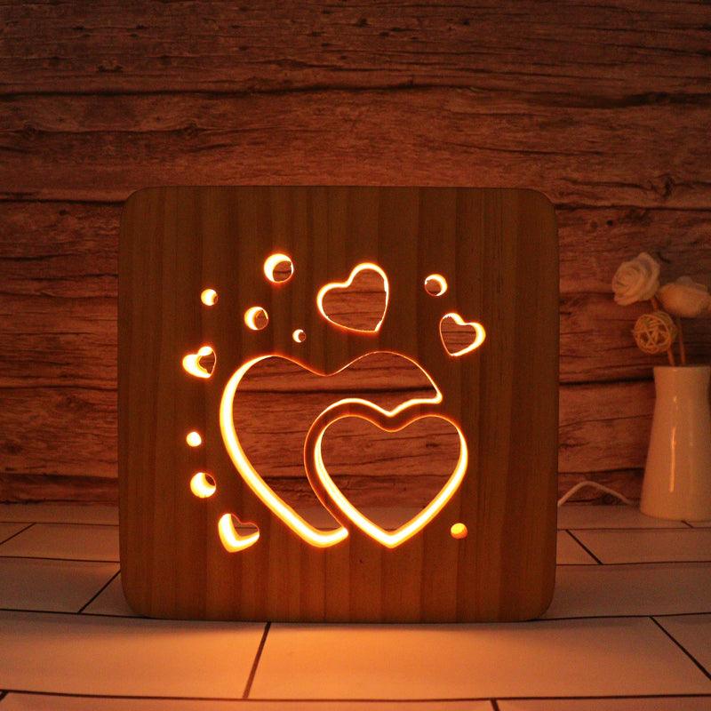 Hearts Santa Hallow Carving Lamp - 3D Optical Lamp