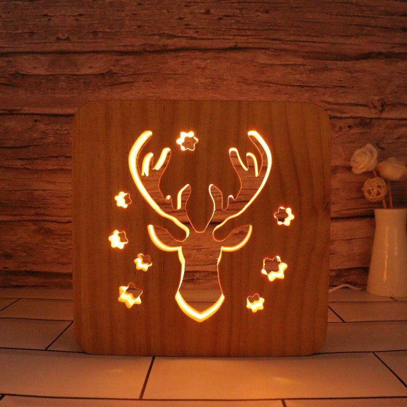 Reindeer Hallow Carving Lamp For Calm Space And Moments-3D Optical Lamp
