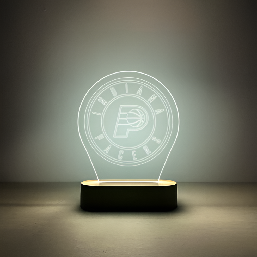 Indiana Pacers LED Acrylic Lamp With Wooden Base For Home Decor