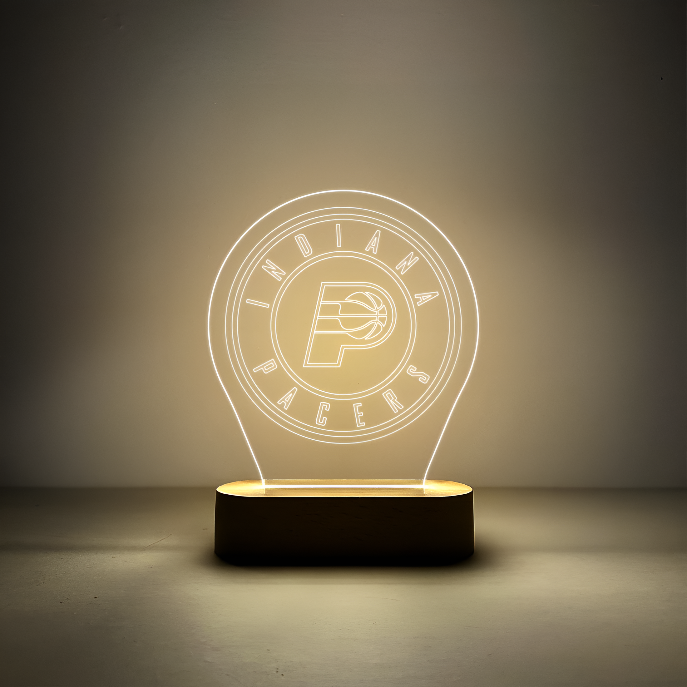 Indiana Pacers LED Acrylic Lamp With Wooden Base For Home Decor