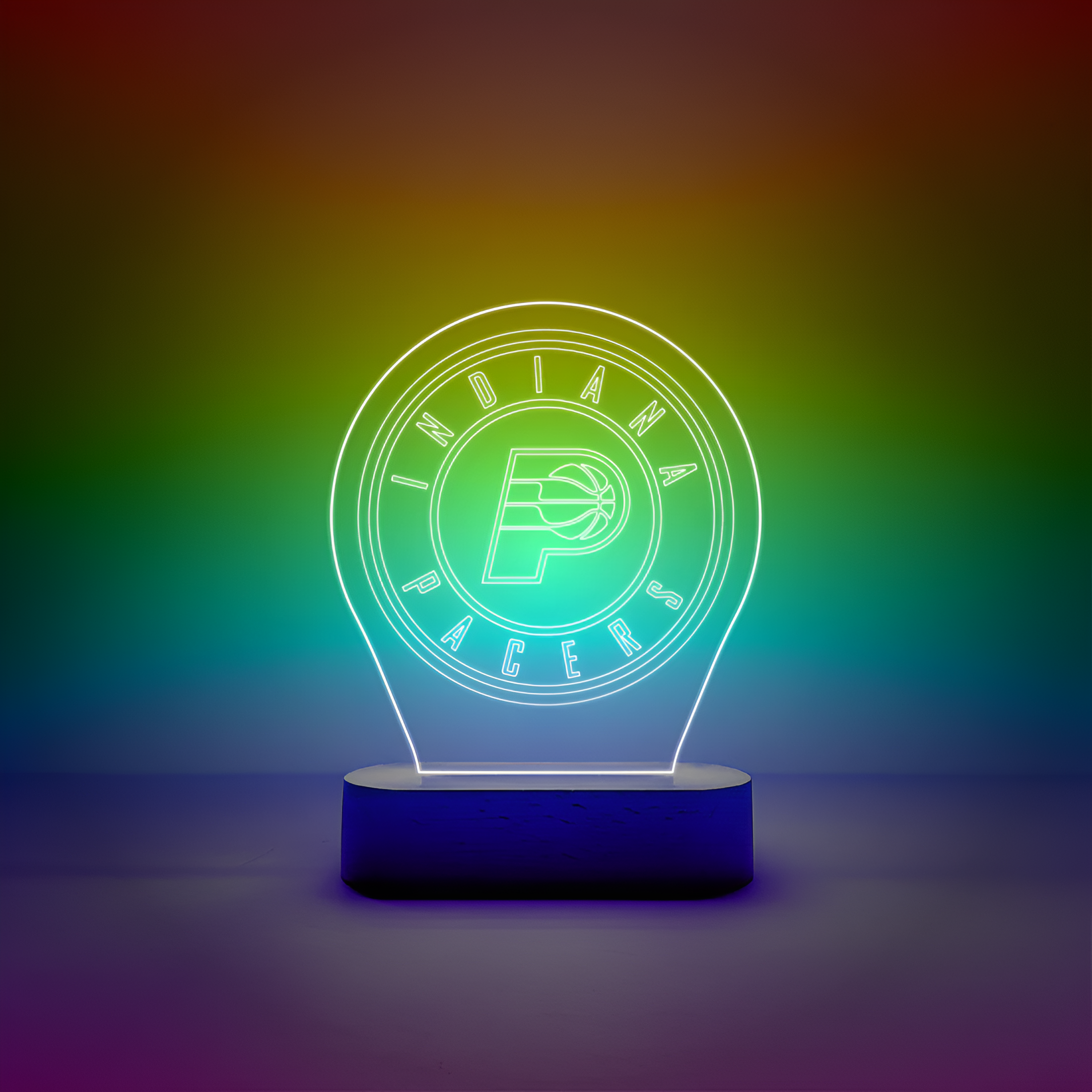 Indiana Pacers LED Acrylic Lamp With Wooden Base For Home Decor
