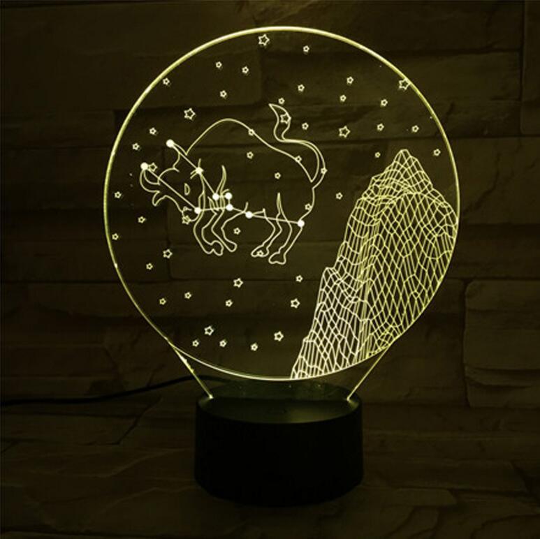 Taurus Horoscope 3D Optical Illusion Lamp - 3D Optical Lamp
