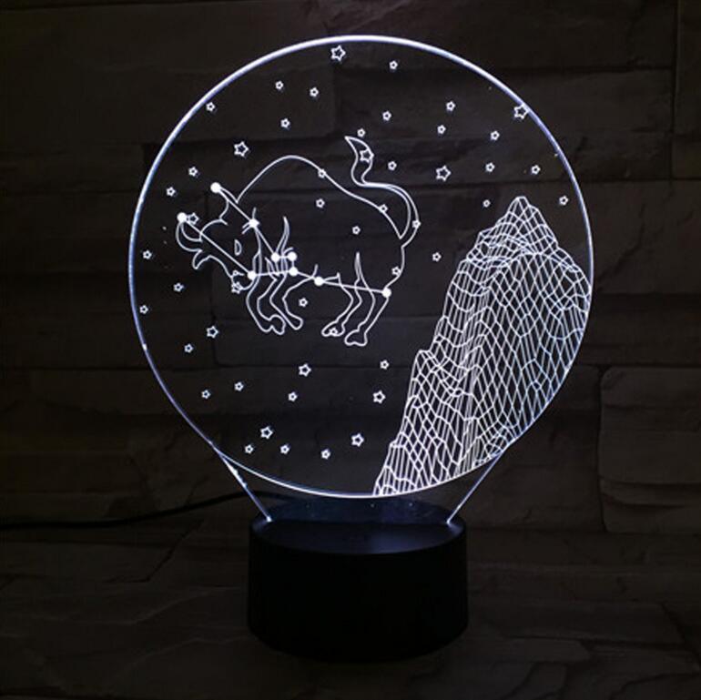 Taurus Horoscope 3D Optical Illusion Lamp - 3D Optical Lamp