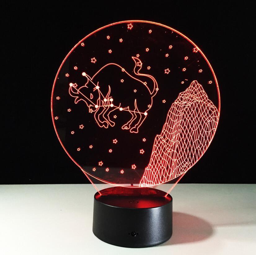 Taurus Horoscope 3D Optical Illusion Lamp - 3D Optical Lamp