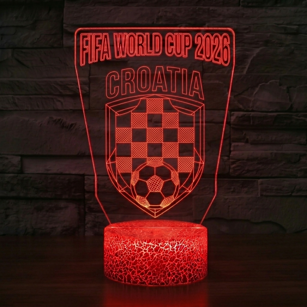 FIFA 2026 Croatia Soccer Sports Themed 3D Optical Lamp