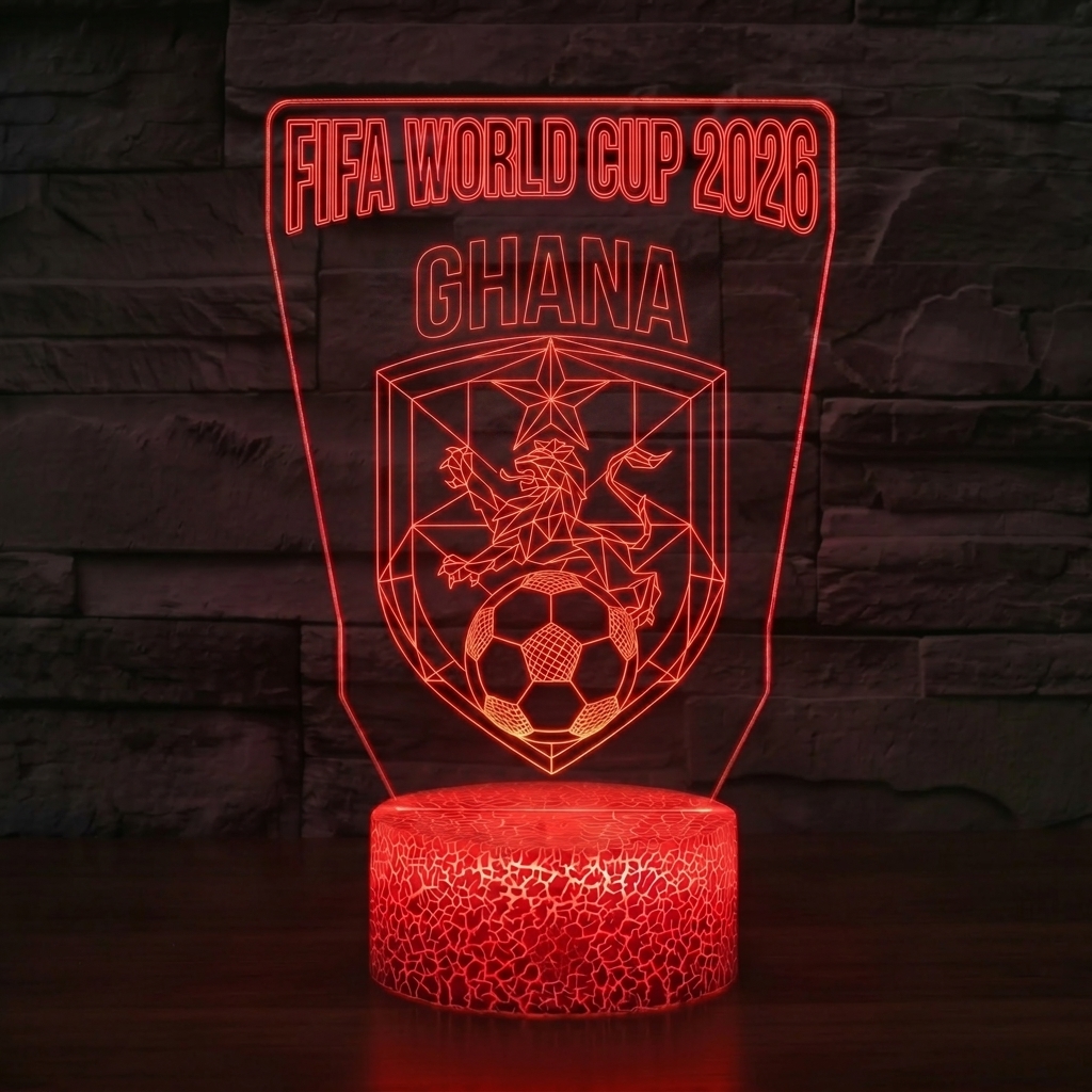 FIFA 2026 Ghana Soccer Sports Themed 3D Optical Lamp