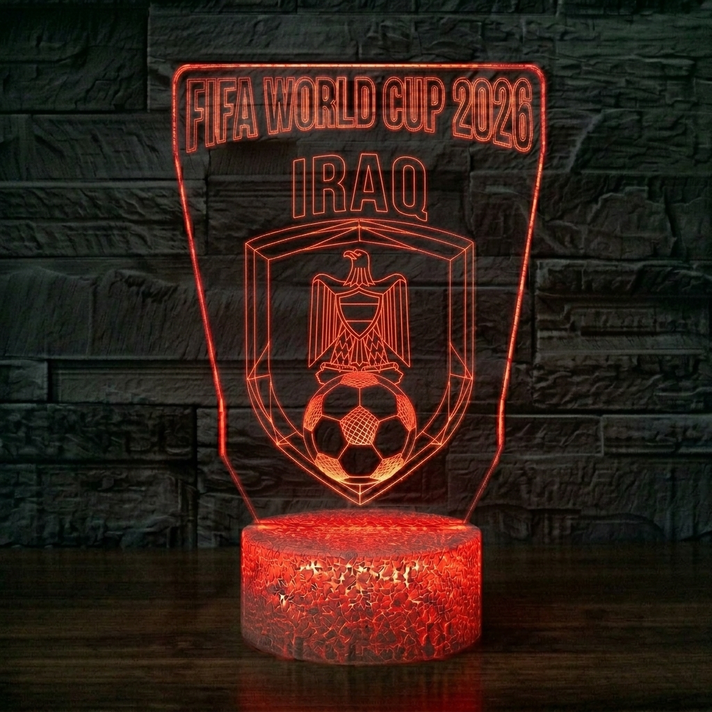 FIFA 2026 Iraq Soccer Sports Themed 3D Optical Lamp