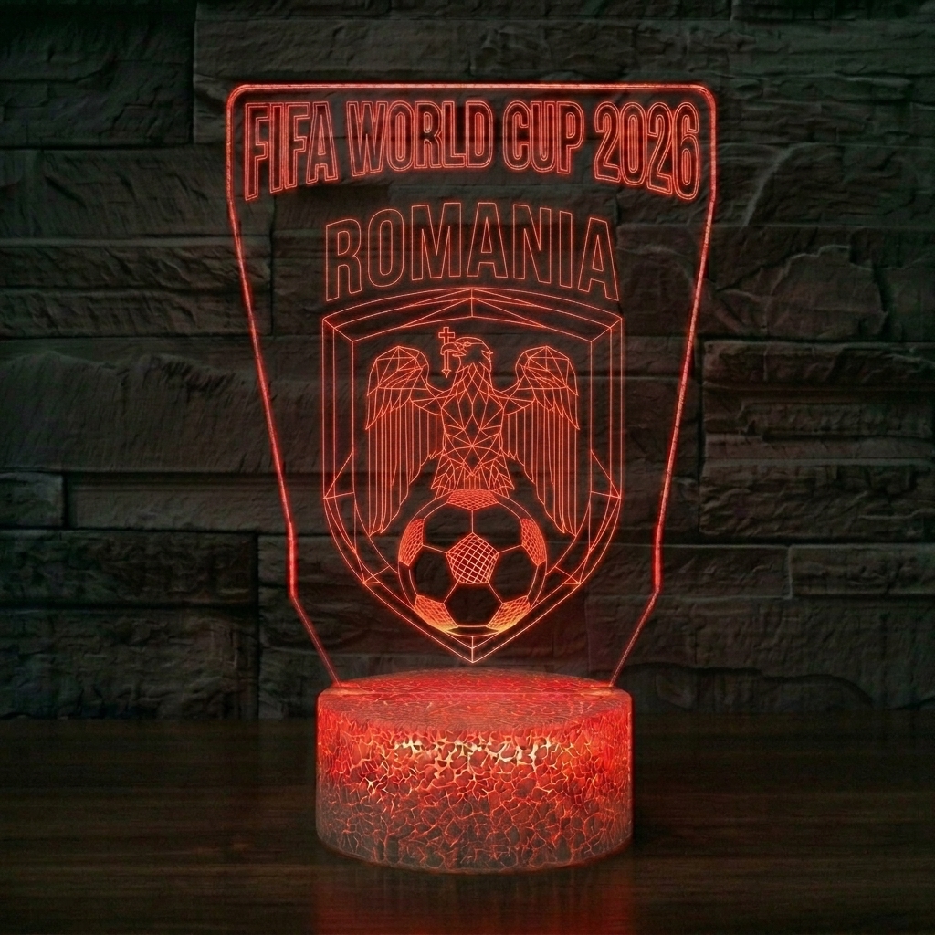 FIFA 2026 Romania Soccer Sports Themed 3D Optical Lamp