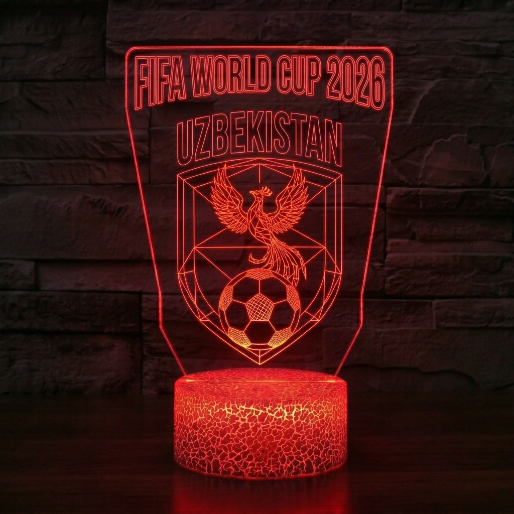 FIFA 2026 Uzbekistan Soccer Sports Themed 3D Optical Lamp