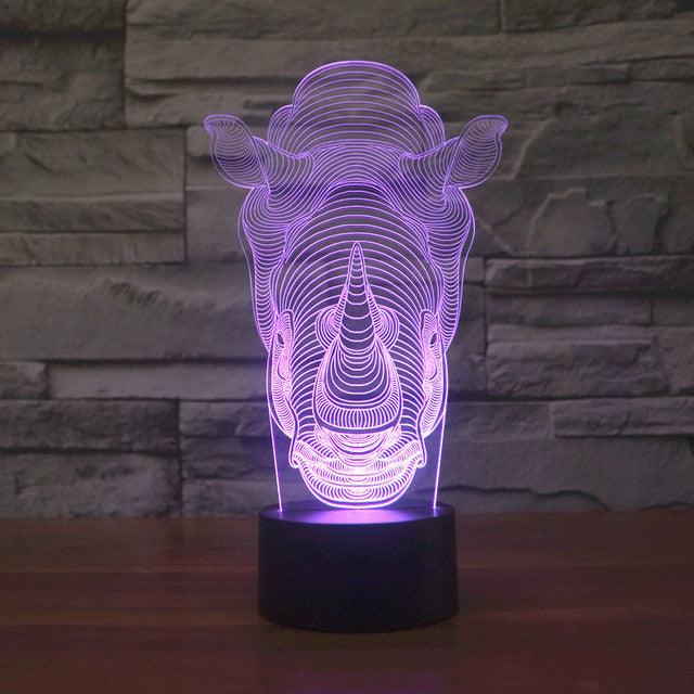 Rhinoceros Head Bust Lamp-3D Optical Lamp