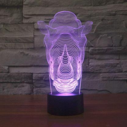Realistic Rhinoceros Head Bust 3D Optical Illusion Lamp - 3D Optical Lamp