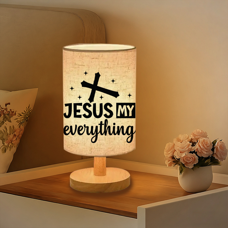 Modern USB-Powered Linen Lamp with " My Everything" Design - Bedside Table Lamp