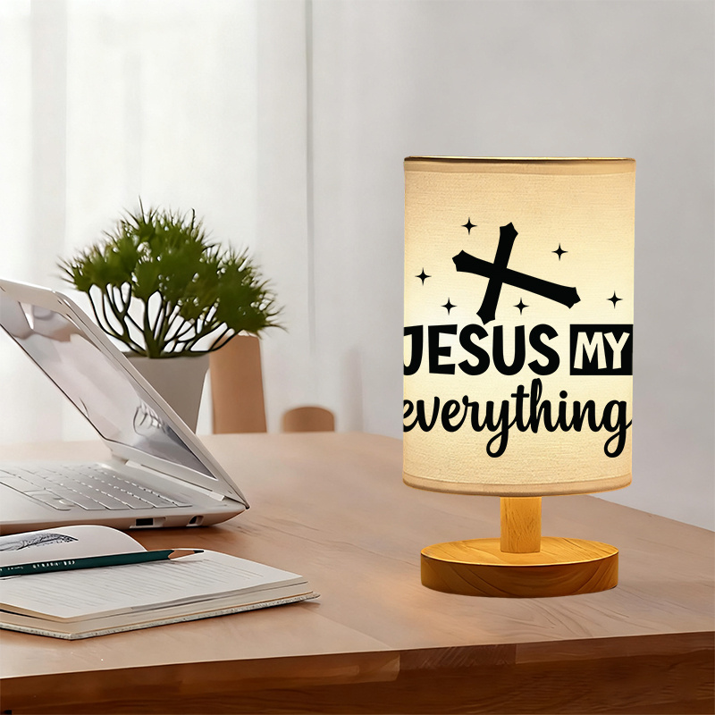 Modern USB-Powered Linen Lamp with " My Everything" Design - Bedside Table Lamp