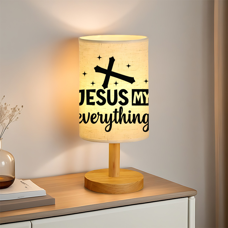 Modern USB-Powered Linen Lamp with " My Everything" Design - Bedside Table Lamp