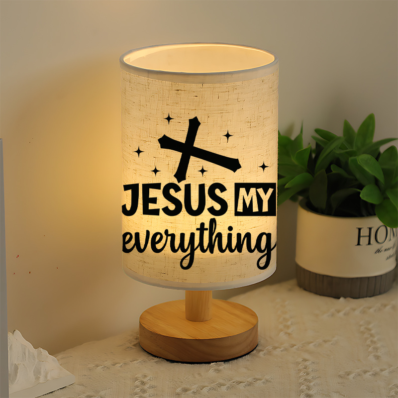 Modern USB-Powered Linen Lamp with " My Everything" Design - Bedside Table Lamp