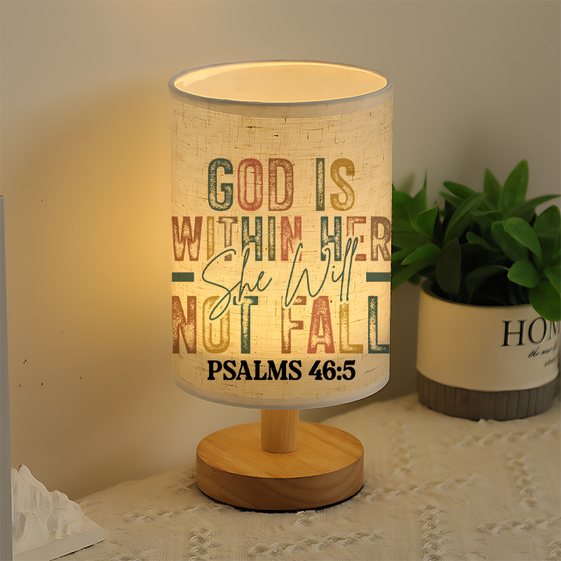 Modern USB-Powered Linen Table Lamp with Inspirational Bible Verse Design