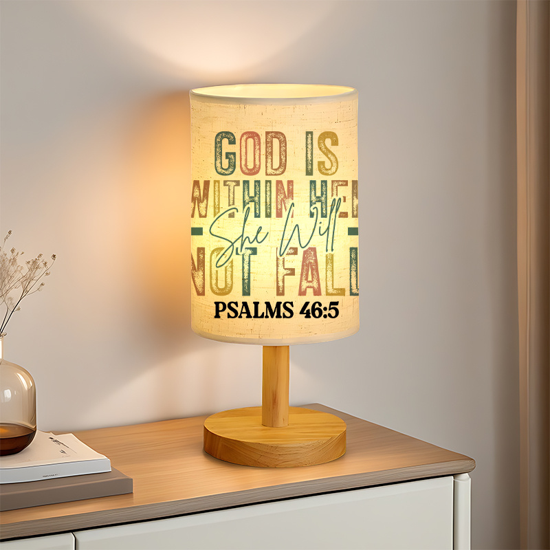 Modern USB-Powered Linen Table Lamp with Inspirational Bible Verse Design