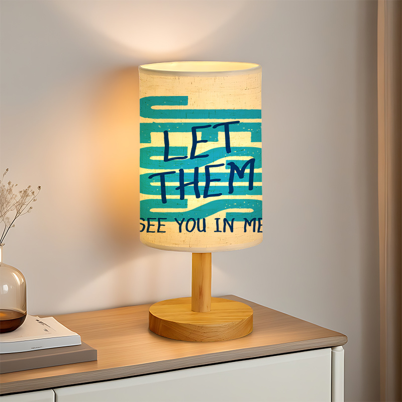 Modern USB-Powered Linen Table Lamp with "LET THEM SEE YOU IN ME" Design