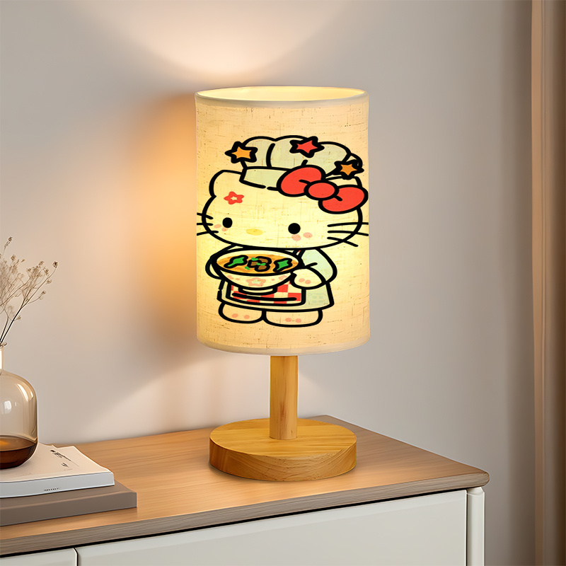 Modern USB-powered Sanrio Linen Table Lamp Featuring Creative Sanrio Patterns.