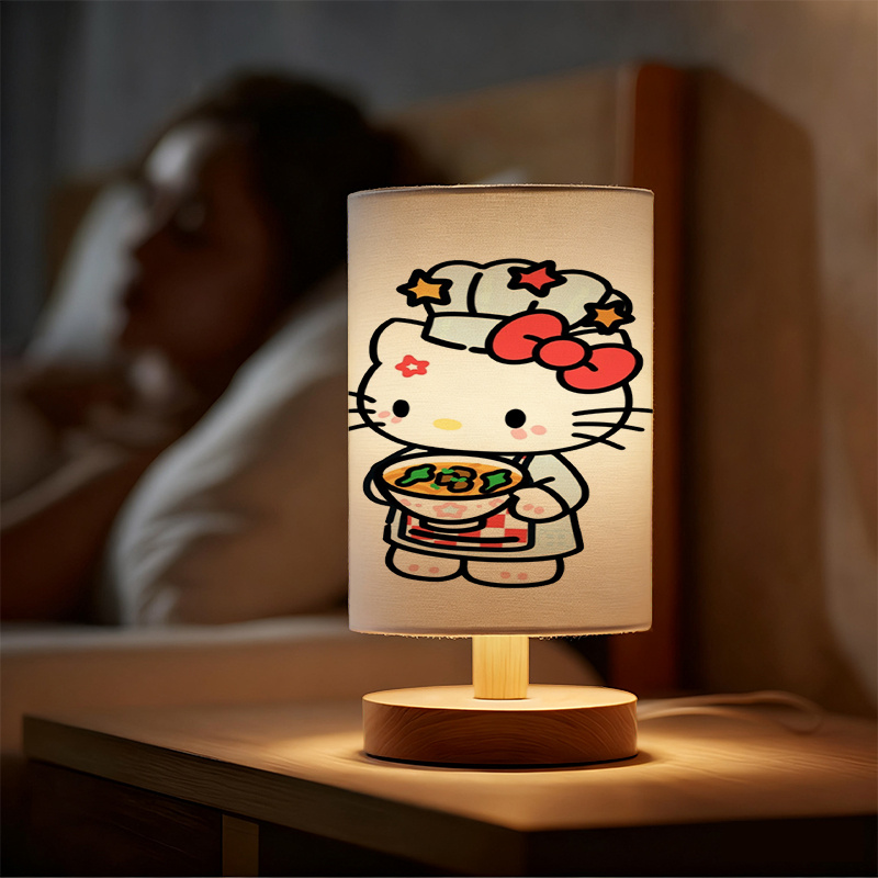 Modern USB-powered Sanrio Linen Table Lamp Featuring Creative Sanrio Patterns.