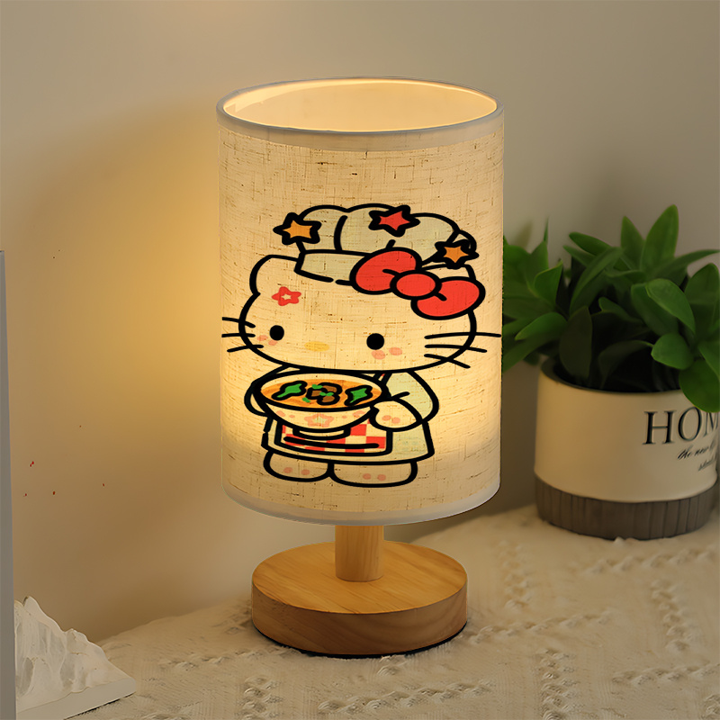 Modern USB-powered Sanrio Linen Table Lamp Featuring Creative Sanrio Patterns.