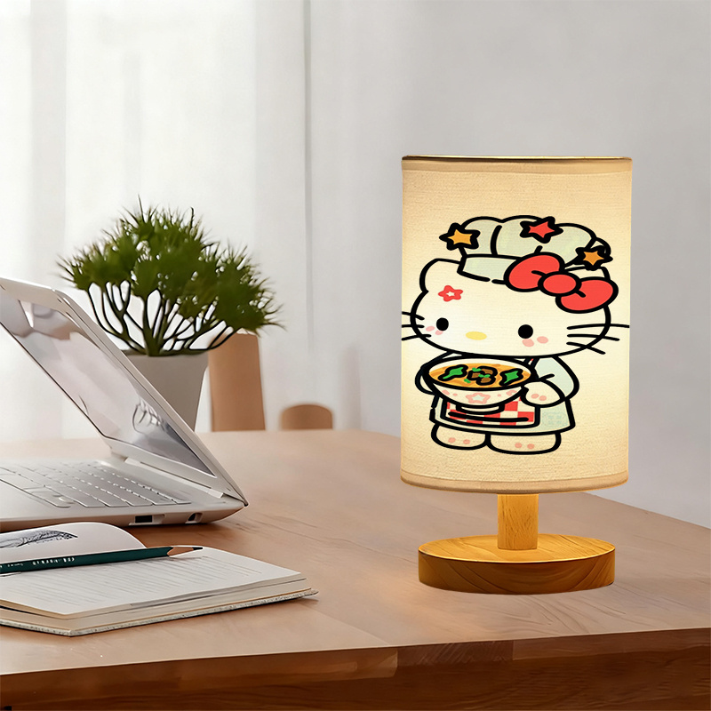 Modern USB-powered Sanrio Linen Table Lamp Featuring Creative Sanrio Patterns.