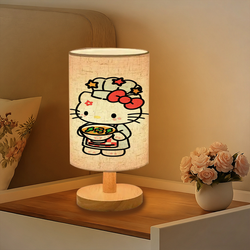 Modern USB-powered Sanrio Linen Table Lamp Featuring Creative Sanrio Patterns.