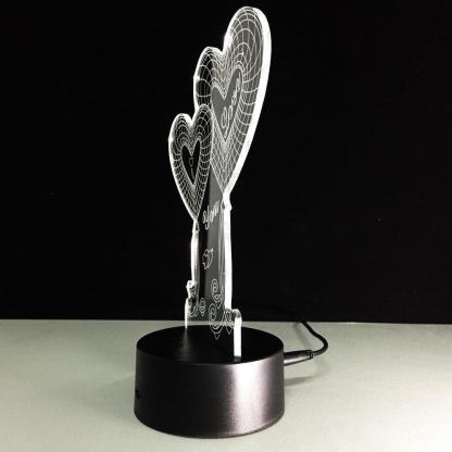 Valentine's Day Double Heart 3D Optical Illusion Lamp - 3D Optical Lamp