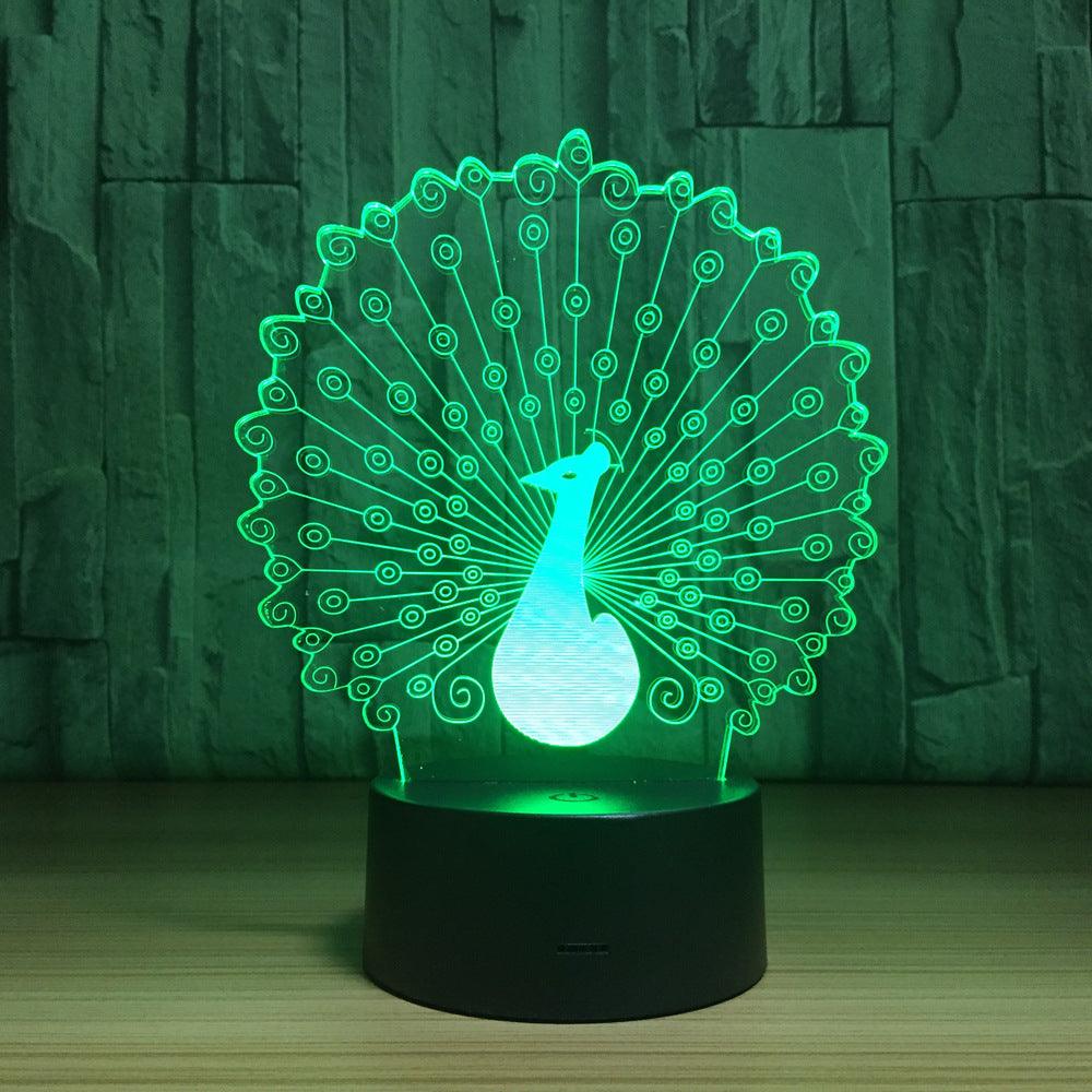 3D Peacock Illusion Lamp-3D Optical Lamp