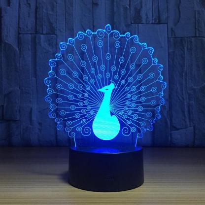 Peacock 3D Optical Illusion Lamp - 3D Optical Lamp