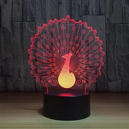 Peacock 3D Optical Illusion Lamp - 3D Optical Lamp