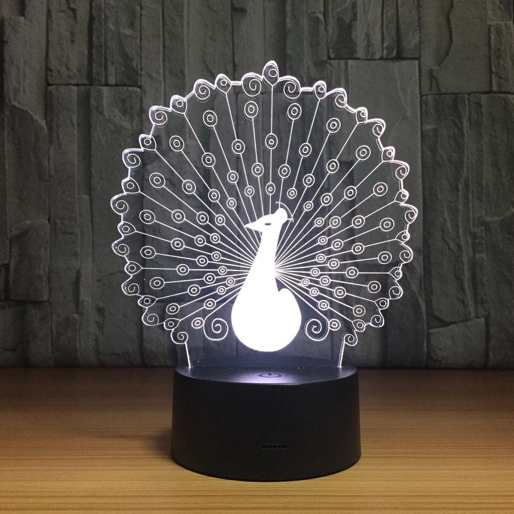 Peacock 3D Optical Illusion Lamp - 3D Optical Lamp