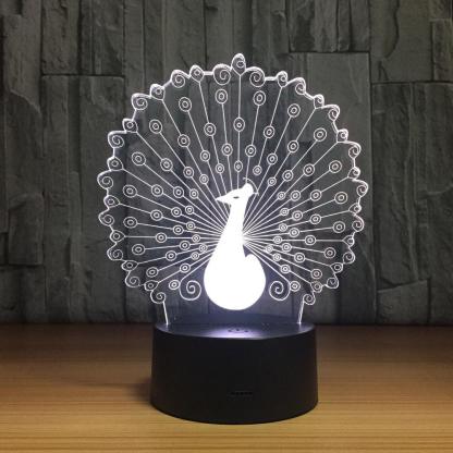 Peacock 3D Optical Illusion Lamp - 3D Optical Lamp