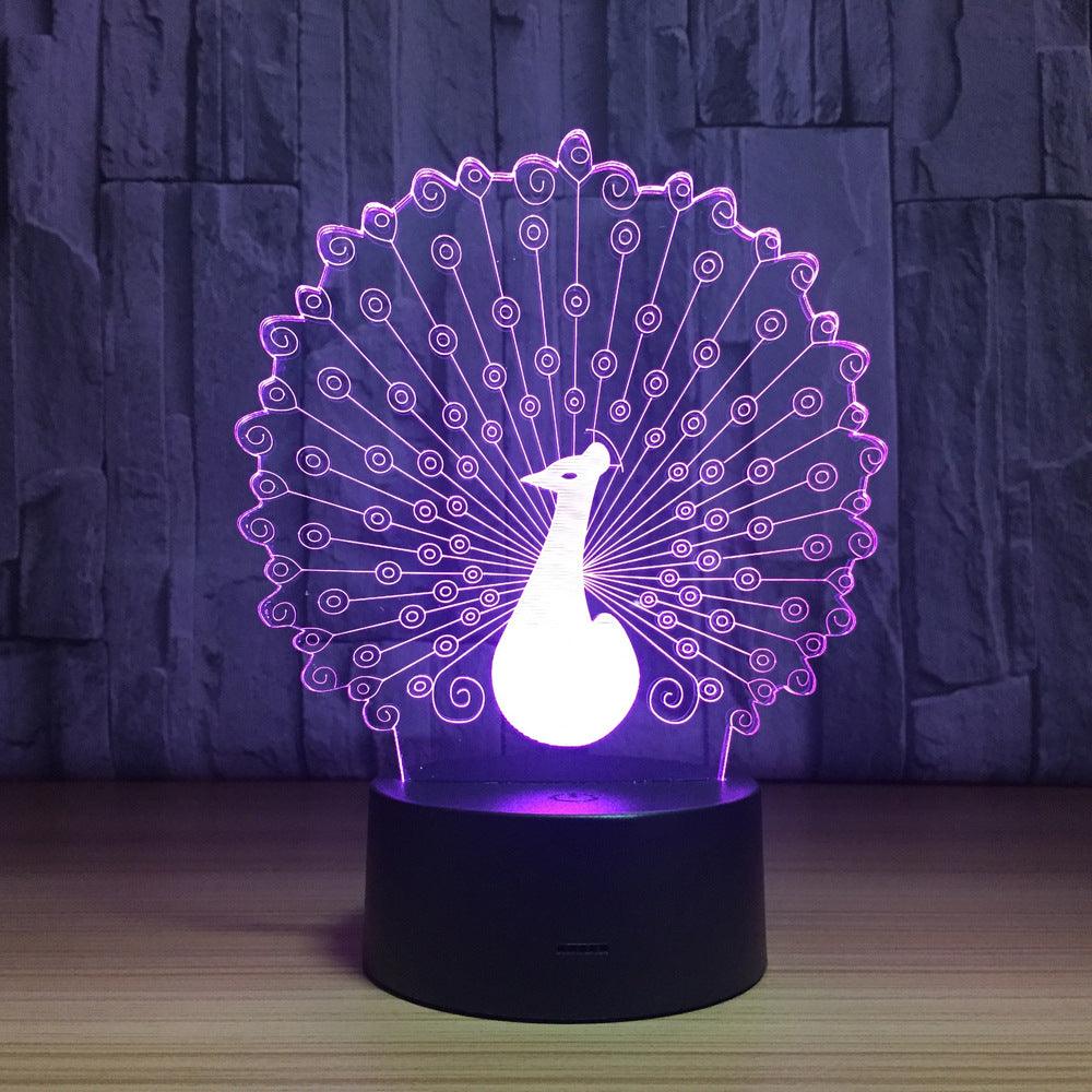 3D Peacock Illusion Lamp-3D Optical Lamp
