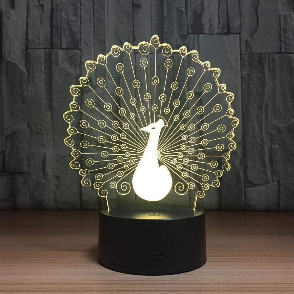 Peacock 3D Optical Illusion Lamp - 3D Optical Lamp