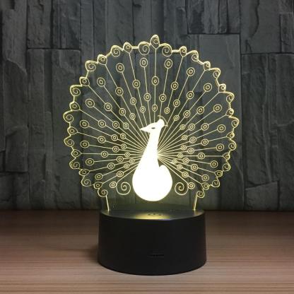 Peacock 3D Optical Illusion Lamp - 3D Optical Lamp